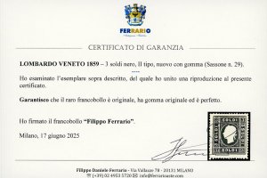 1859 - 3 soldi nero, II tipo (29), ... 