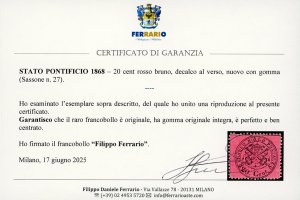 1868 - 20 cent. rosso bruno (27), ... 
