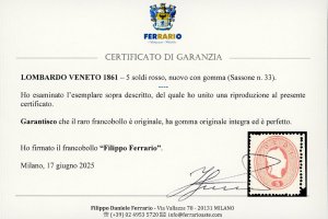 1861 - 5 soldi rosso (33), nuovo, ... 
