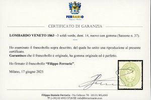 1863 - 3 soldi verde, dent. 14 ... 