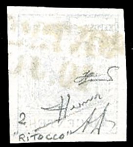 1850 - 10 cent. nero, ritocco, ... 