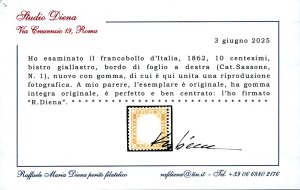 1862 - 10 cent. bistro giallastro ... 