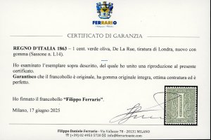 1863 - 1 cent. verde oliva, De La ... 