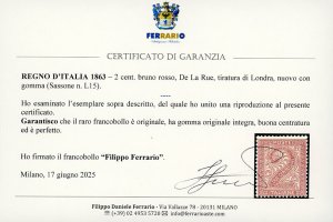 1863 - 2 cent. bruno rosso, De La ... 