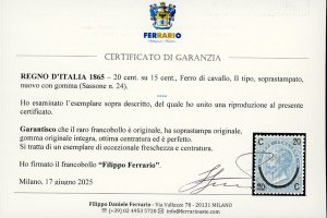 1865 - 20 cent. su 15 cent. Ferro ... 