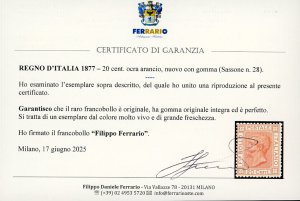 1877 - 20 cent. ocra arancio (28), ... 