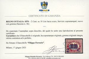 1878 - 2 cent. su 10 lire Servizio ... 