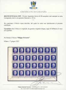 1929 - 50 cent. Imperiale, blocco ... 