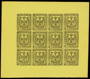 1852 - 10 cent. giallo, carta lucida ... 