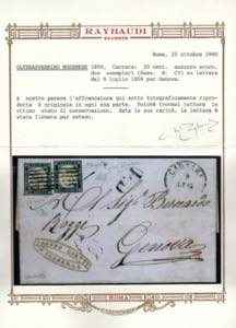 1859 - 20 cent. azzurro scuro ... 