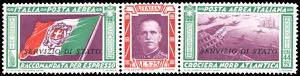1933 - 5,25 + 44,75 lire Trittico Servizio ... 