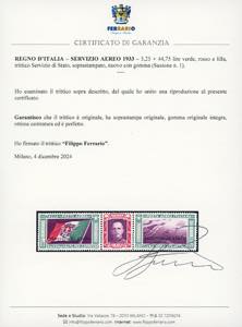 1933 - 5,25 + 44,75 lire Trittico ... 