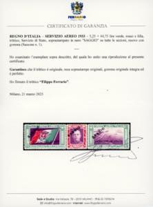 1933 - 5,25 + 44,75 Lire Trittico ... 