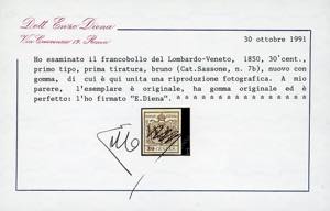 1850 - 30 cent. bruno, I tipo, ... 