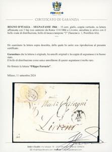 1866 - 10 cent. giallo (1), coppia ... 