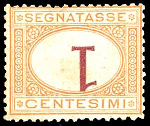 1870 - 1 cent. ocra e carminio, cifra ... 