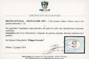 1870 - 2 lire azzurro chiaro e ... 