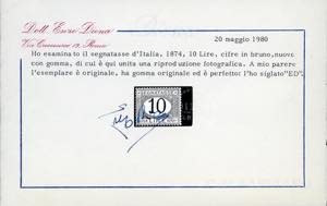 1874 - 10 lire azzurro e bruno ... 