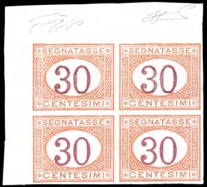 1890 - 30 cent. arancio e carminio, non ... 