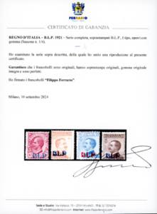 1921 - Soprastampa BLP, I tipo, ... 