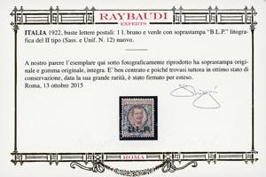 1922 - 1 lira, soprastampa BLP del ... 