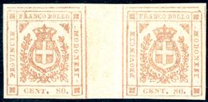 1859 - 80 cent. bistro, coppia orizzontale ... 
