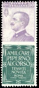 1924 - 50 cent. Piperno (13), nuovo, gomma ... 
