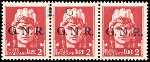 1944 - 2 lire, soprastampa G.N.R. di Verona ... 