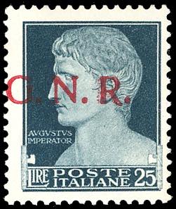 1944 - 25 lire, soprastampa G.N.R. di ... 