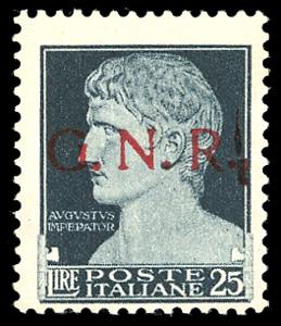 1944 - 25 lire soprastampa G.N.R. di Verona, ... 