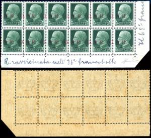 1943 - 25 cent., blocco di dieci esemplari, ... 