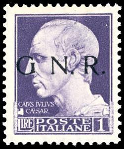 1943 - 1 lira, soprastampa G.N.R. di ... 