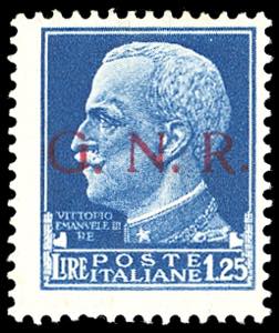 1943 - 1,25 lire soprastampa G.N.R.  Del I ... 