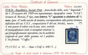 1943 - 1,25 lire soprastampa ... 