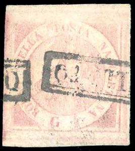 1858 - 1/2 grano rosa chiaro, I tavola (1), ... 