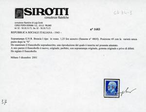 1943 - 1,25 lire, soprastampa ... 