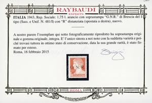 1943 - 1,75 lire, soprastampa ... 