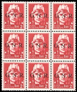 1943 - 2 lire, soprastampa G.N.R. di ... 