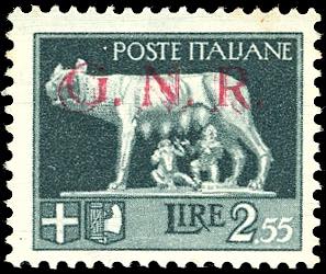 1943 - 2,55 lire, soprastampa G.N.R. di ... 
