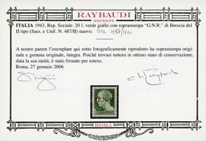 1943 - 20 lire soprastampa G.N.R. ... 