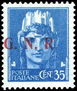 1943  - 35 cent., soprastampa G.N.R. di ... 