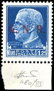 1943 - 1,25 lire, soprastampa G.N.R. di ... 