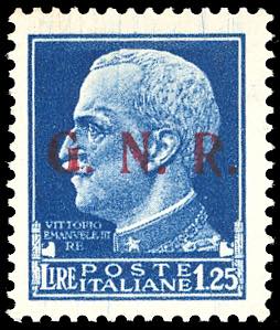 1943 - 1,25 lire, soprastampa G.N.R. di ... 