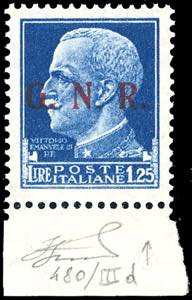 1943 - 1,25 lire, soprastampa G.N.R. di ... 
