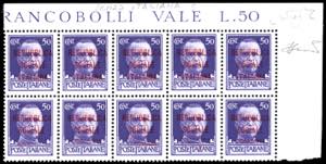 1944 - 50 cent. soprastampato (495), blocco ... 