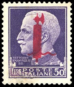 1944 - 50 lire, soprastampato fascio in ... 