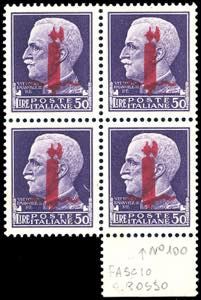 1944 - 50 lire, soprastampato fascio in ... 