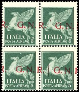 1944 - 5 lire, soprastampa G.N.R. di Verona, ... 
