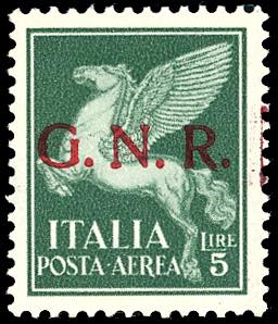 1944 - 5 lire, soprastampa G.N.R. di Verona, ... 