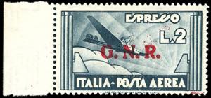 1944 - 2 lire ardesia, soprastampa G.N.R. di ... 